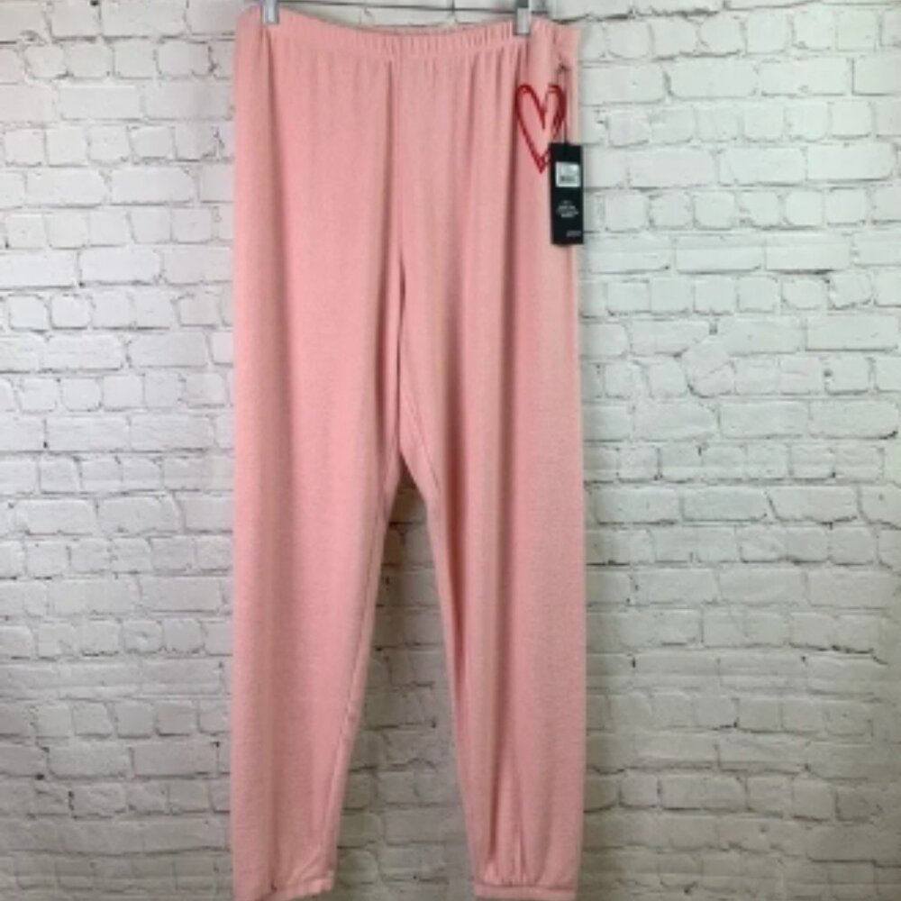 Wildfox pink knox sketchy heart joggers large